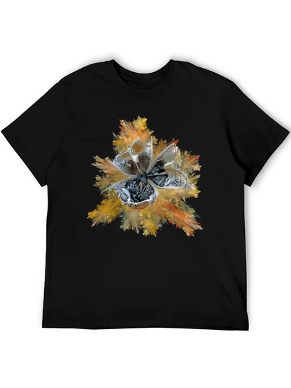 Abstract Floral Graphic Print Tee - Black