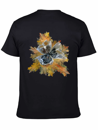 Abstract Floral Graphic Print Tee - Black