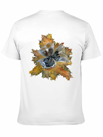 Abstract Floral Graphic Print Tee - Black