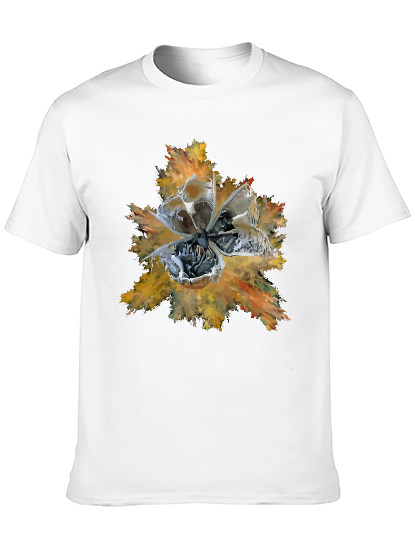 Abstract Floral Graphic Print Tee - Black