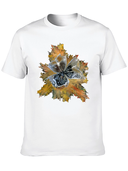 Abstract Floral Graphic Print Tee - Black