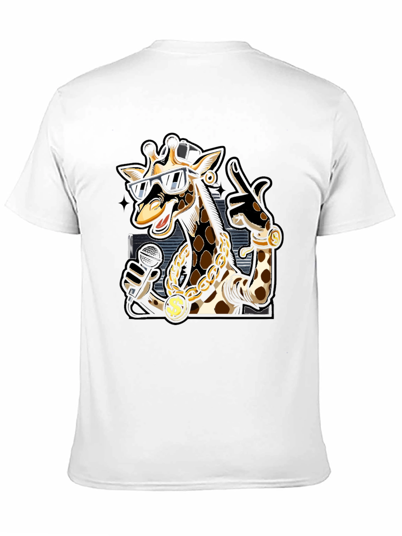 Rapper Giraffe Graphic T-Shirt - Black