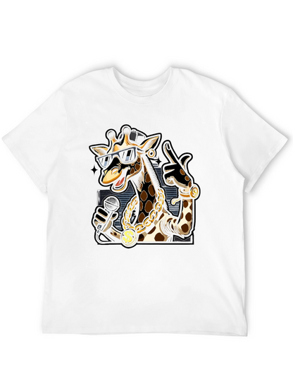 Rapper Giraffe Graphic T-Shirt - Black