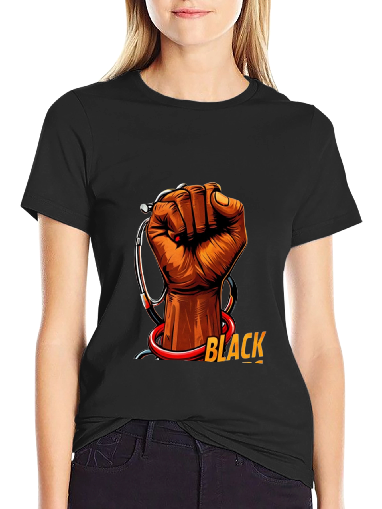 Black Health Provider Fist Graphic Tee