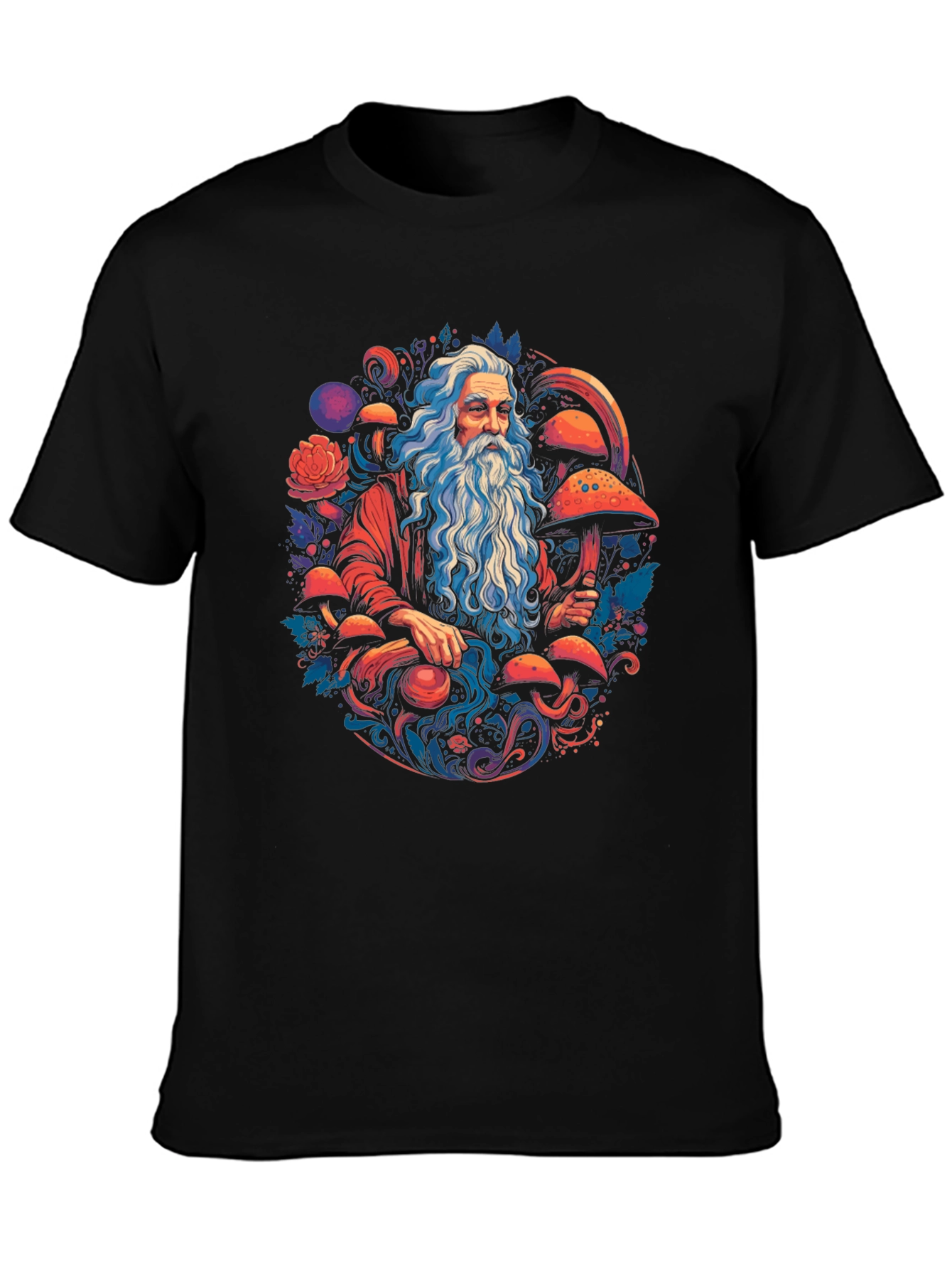 Wizard & Mushroom T-Shirt - Whimsical Graphic Tee