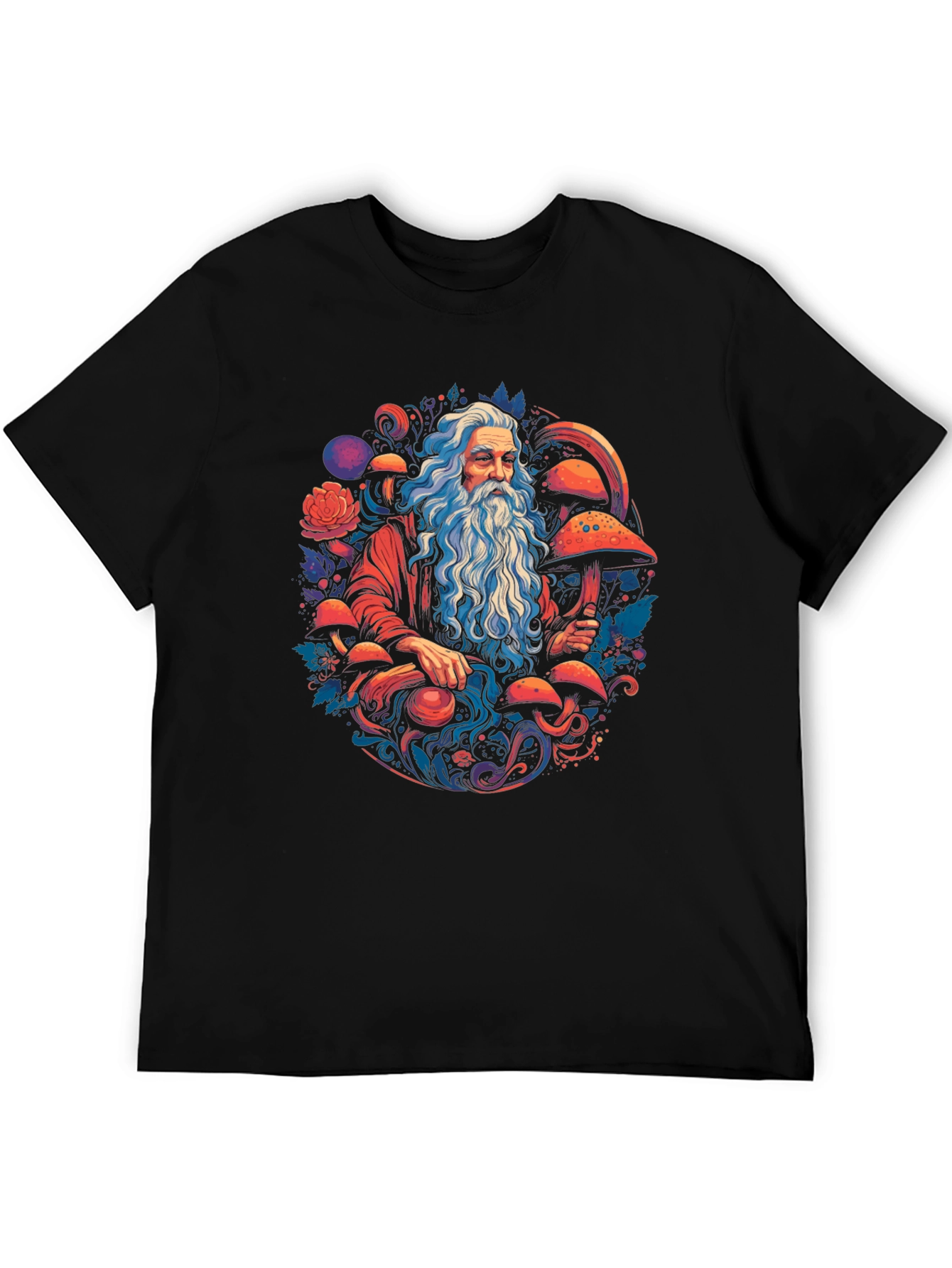 Wizard & Mushroom T-Shirt - Whimsical Graphic Tee