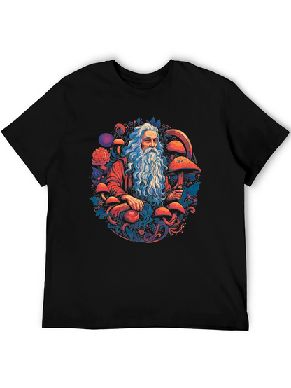 Wizard & Mushroom T-Shirt - Whimsical Graphic Tee