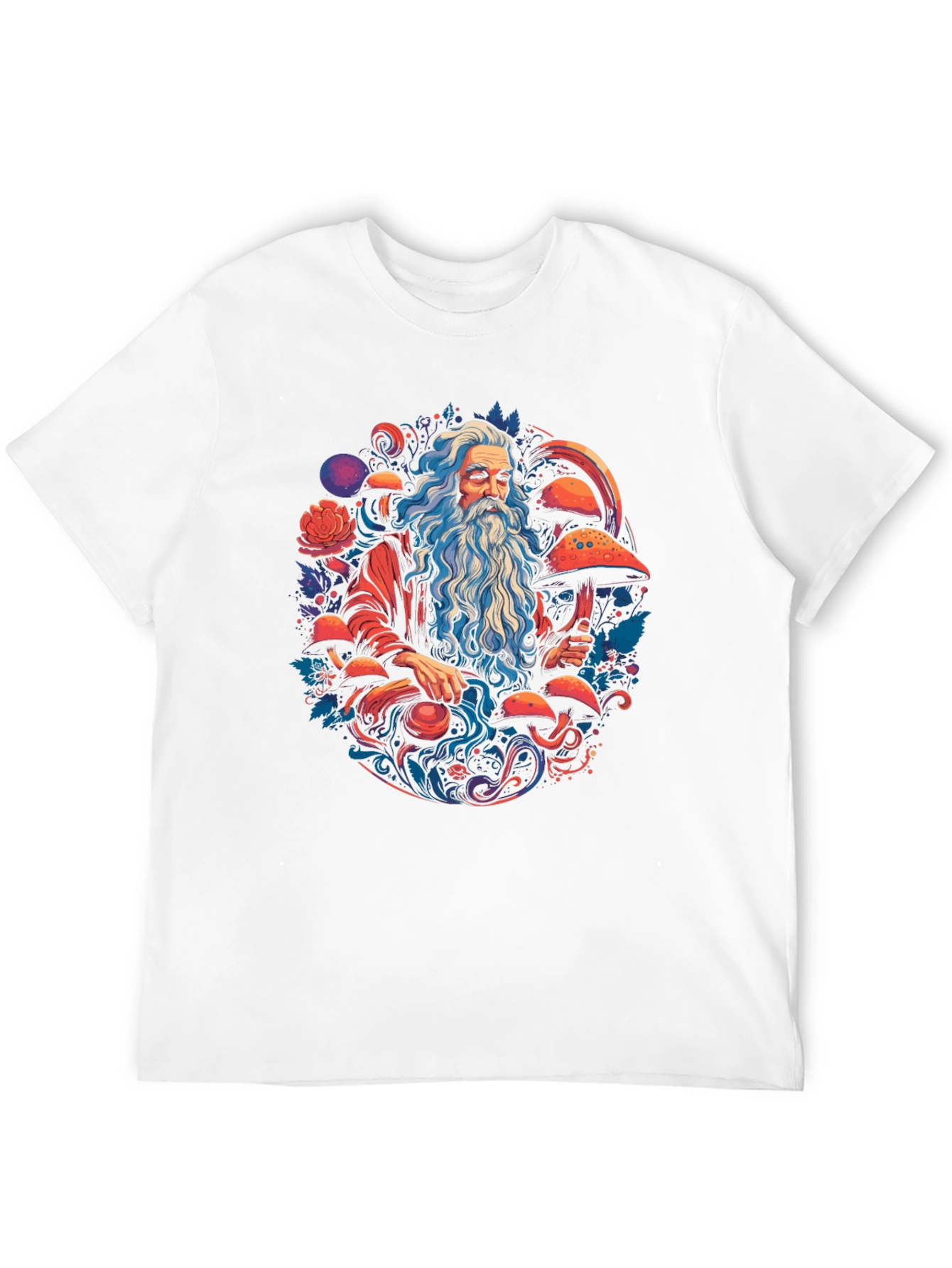 Wizard & Mushroom T-Shirt - Whimsical Graphic Tee