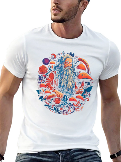 Wizard & Mushroom T-Shirt - Whimsical Graphic Tee