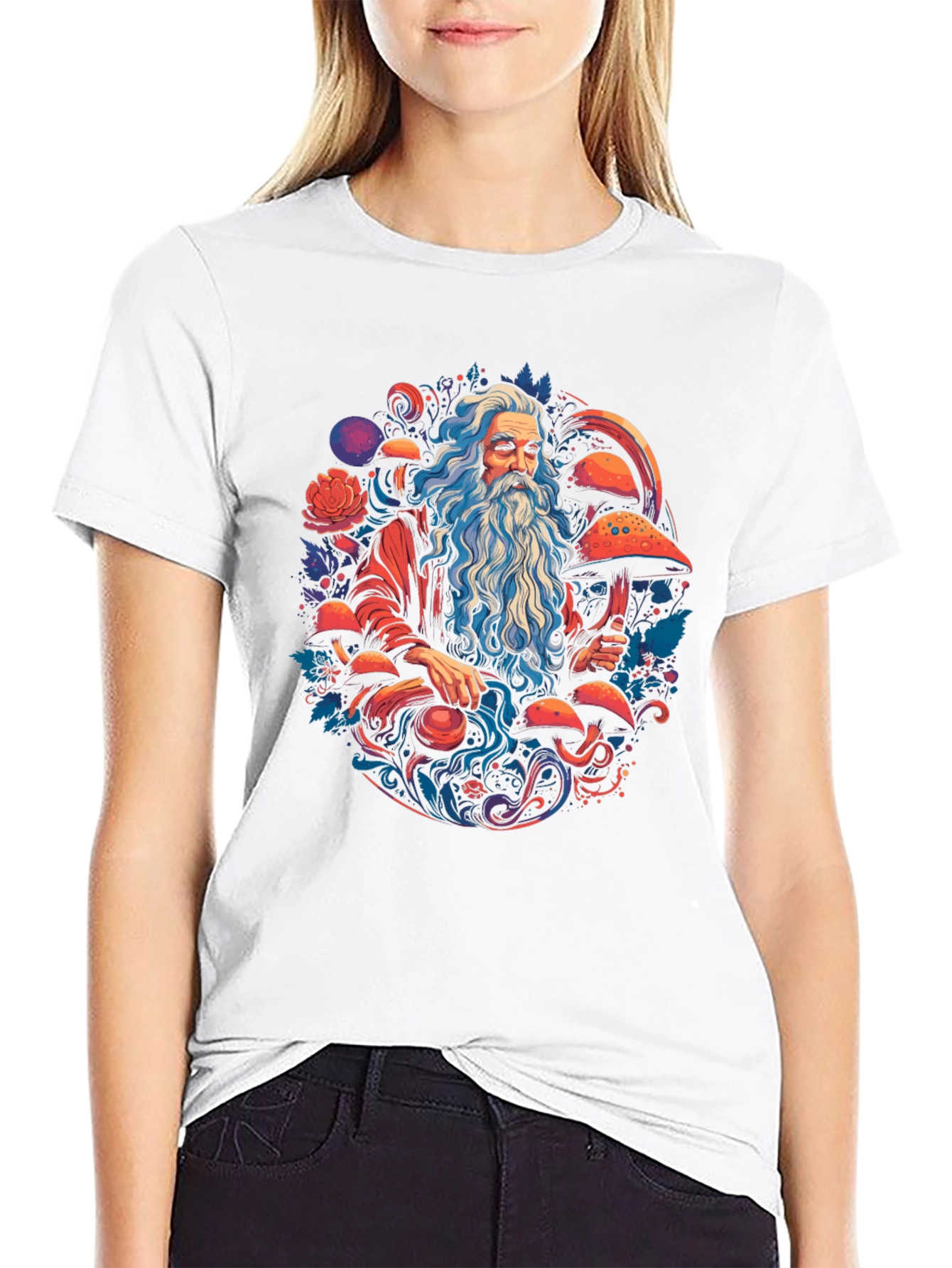 Wizard & Mushroom T-Shirt - Whimsical Graphic Tee
