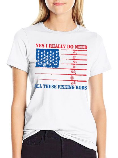 Fishing Rods USA Flag Graphic Tee