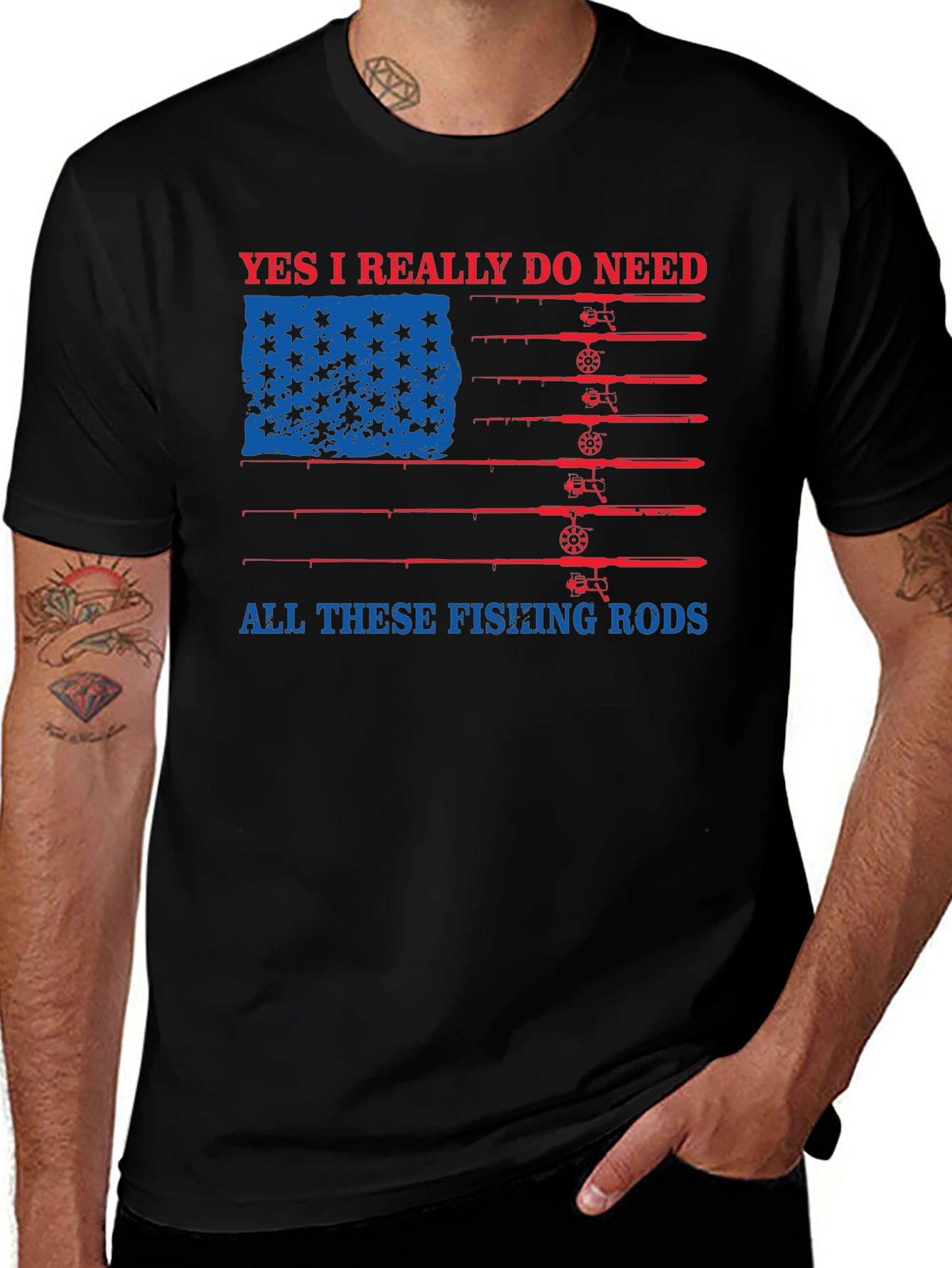 Fishing Rods USA Flag Graphic Tee
