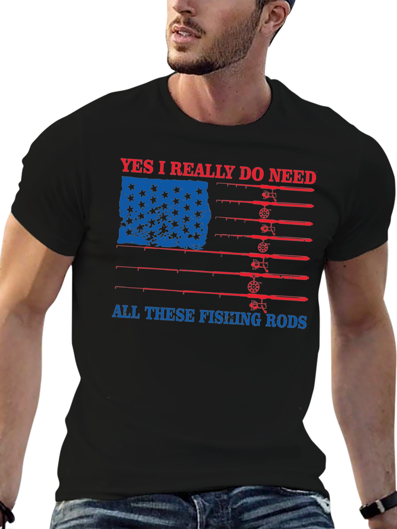 Fishing Rods USA Flag Graphic Tee