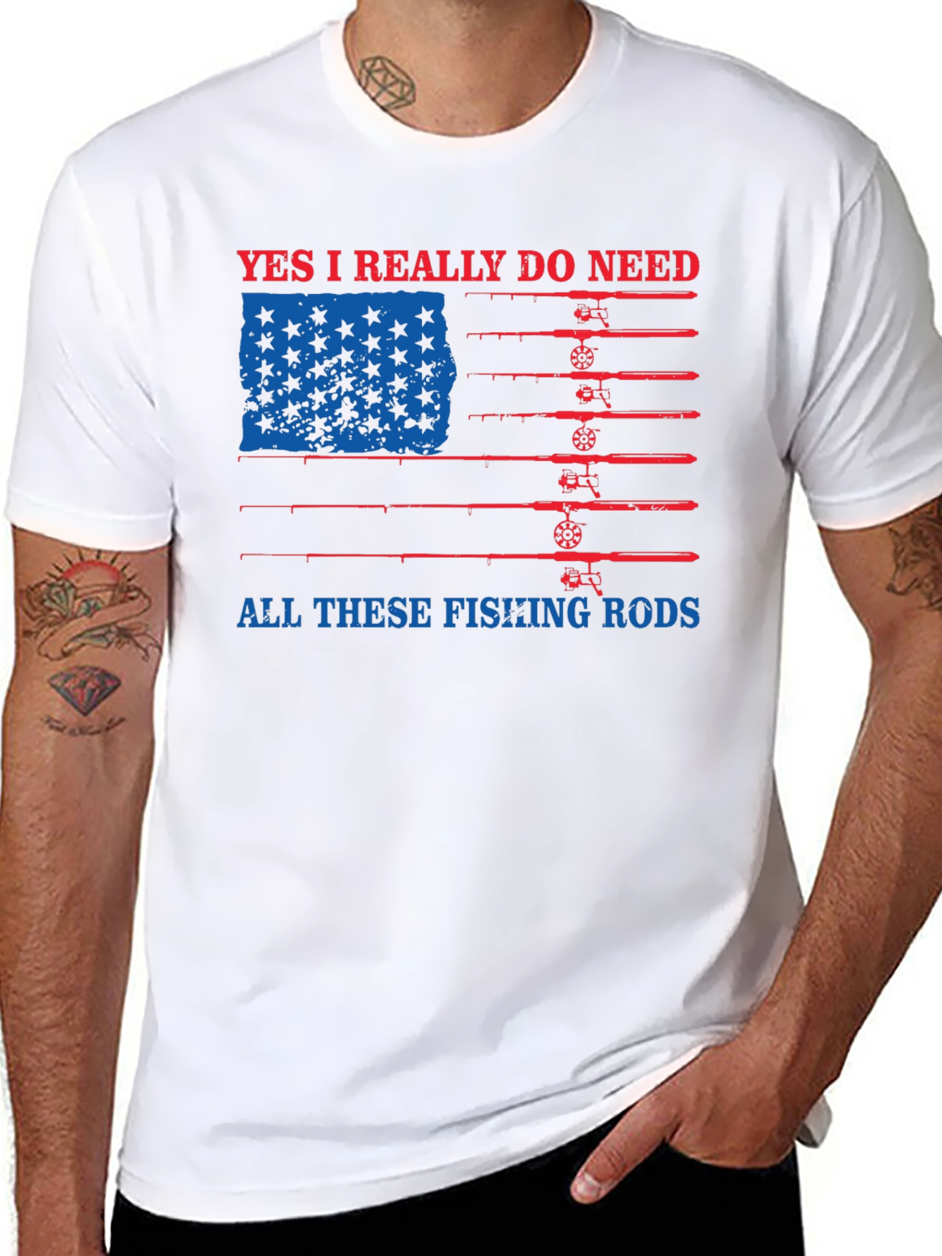 Fishing Rods USA Flag Graphic Tee