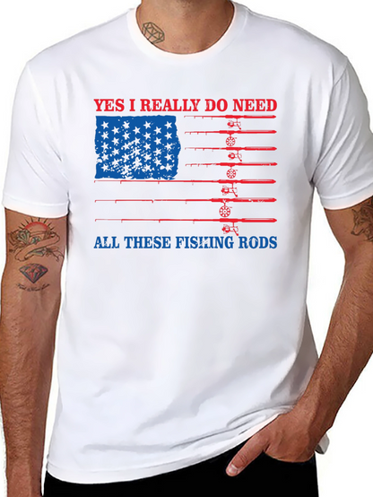 Fishing Rods USA Flag Graphic Tee