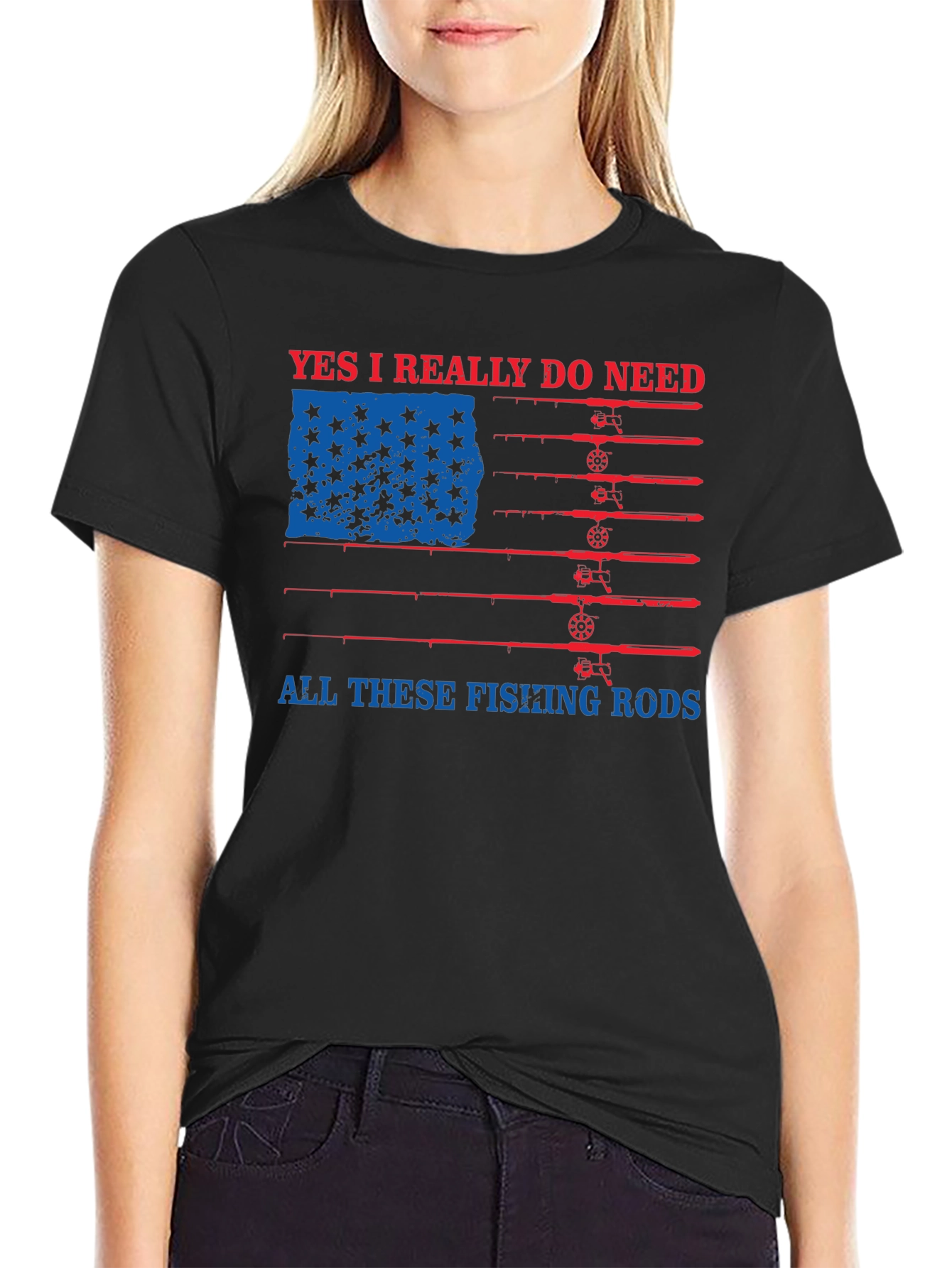 Fishing Rods USA Flag Graphic Tee