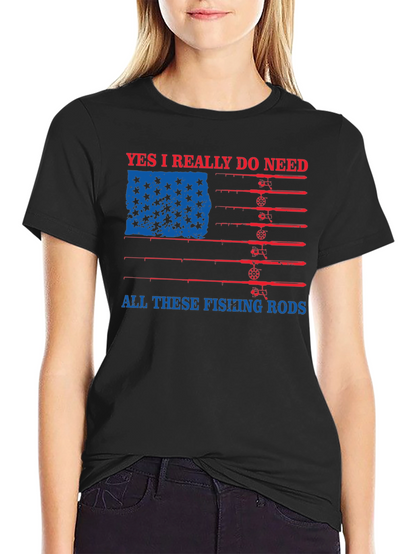Fishing Rods USA Flag Graphic Tee
