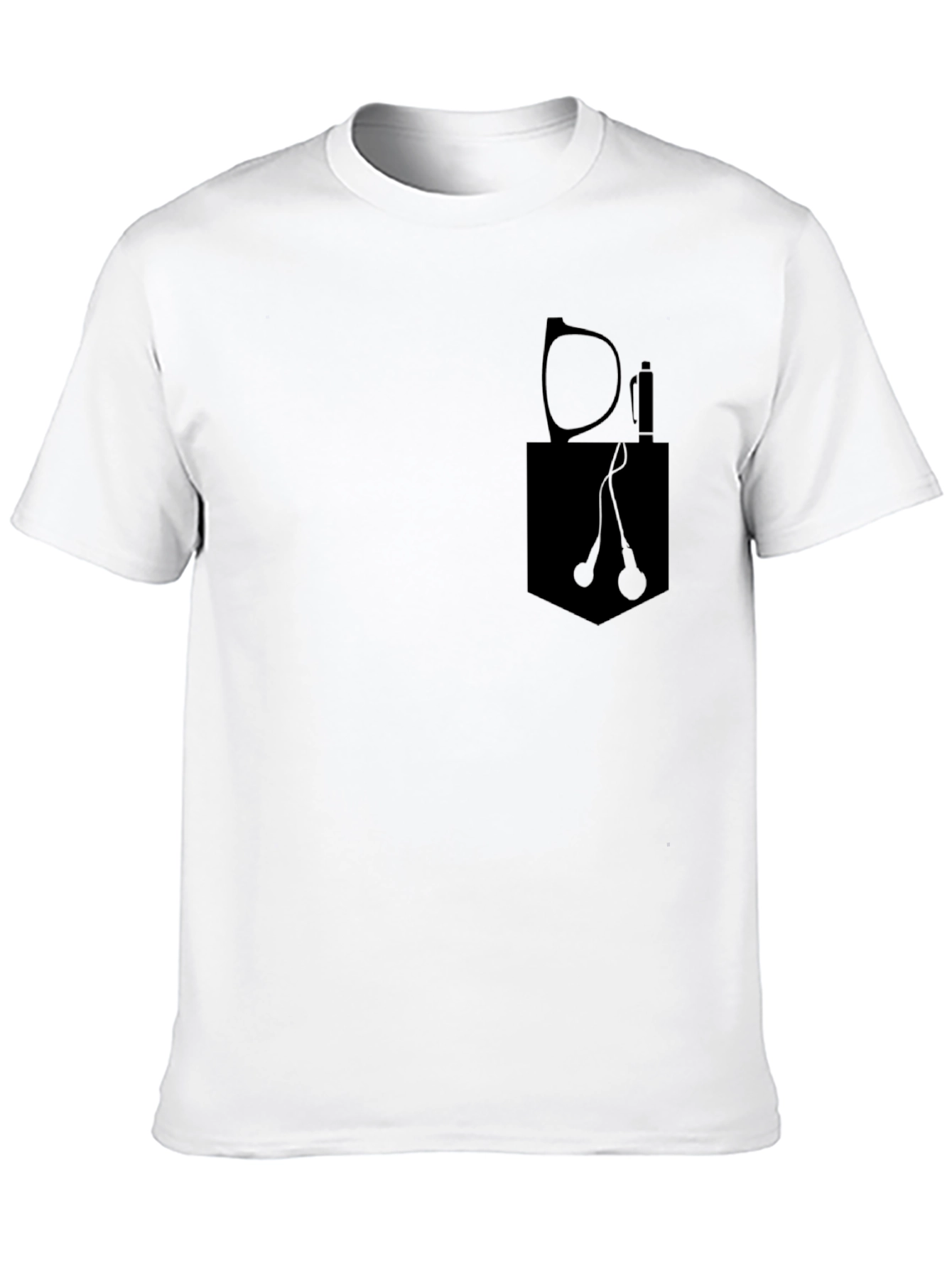 Mens Black Pocket Print T-Shirt