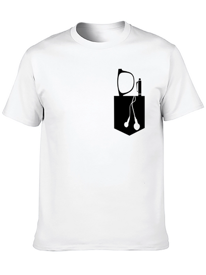 Mens Black Pocket Print T-Shirt