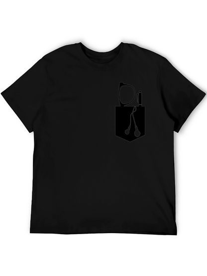 Mens Black Pocket Print T-Shirt