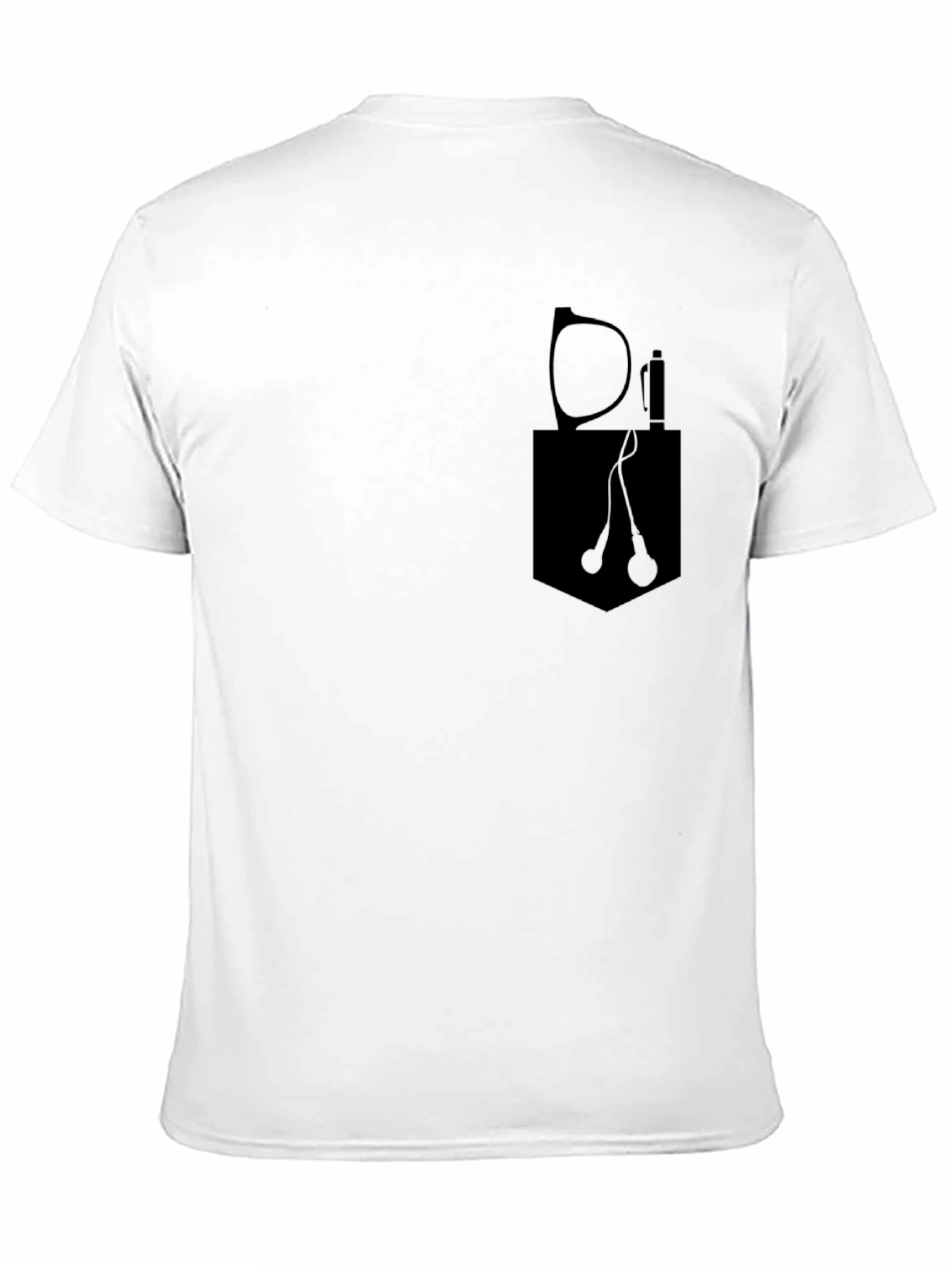 Mens Black Pocket Print T-Shirt