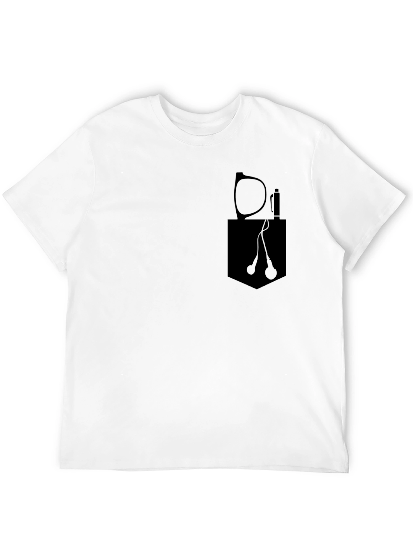Mens Black Pocket Print T-Shirt