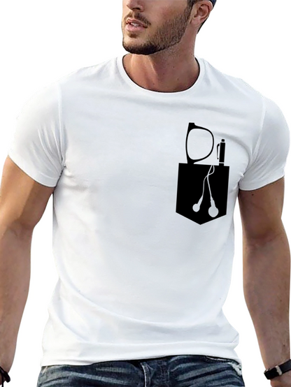 Mens Black Pocket Print T-Shirt