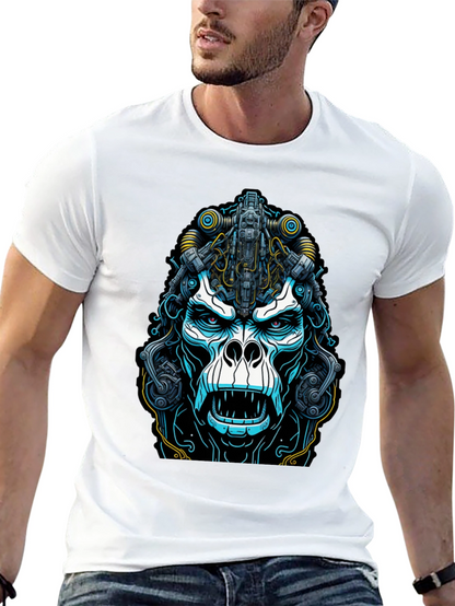 Cyber Gorilla Graphic Tee - Black Cotton T-Shirt