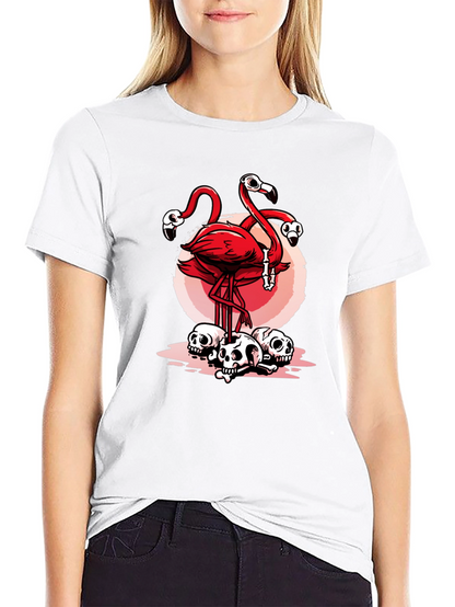 Flamingo Skulls Graphic T-Shirt - Unique Design