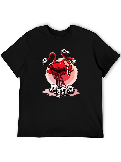 Flamingo Skulls Graphic T-Shirt - Unique Design