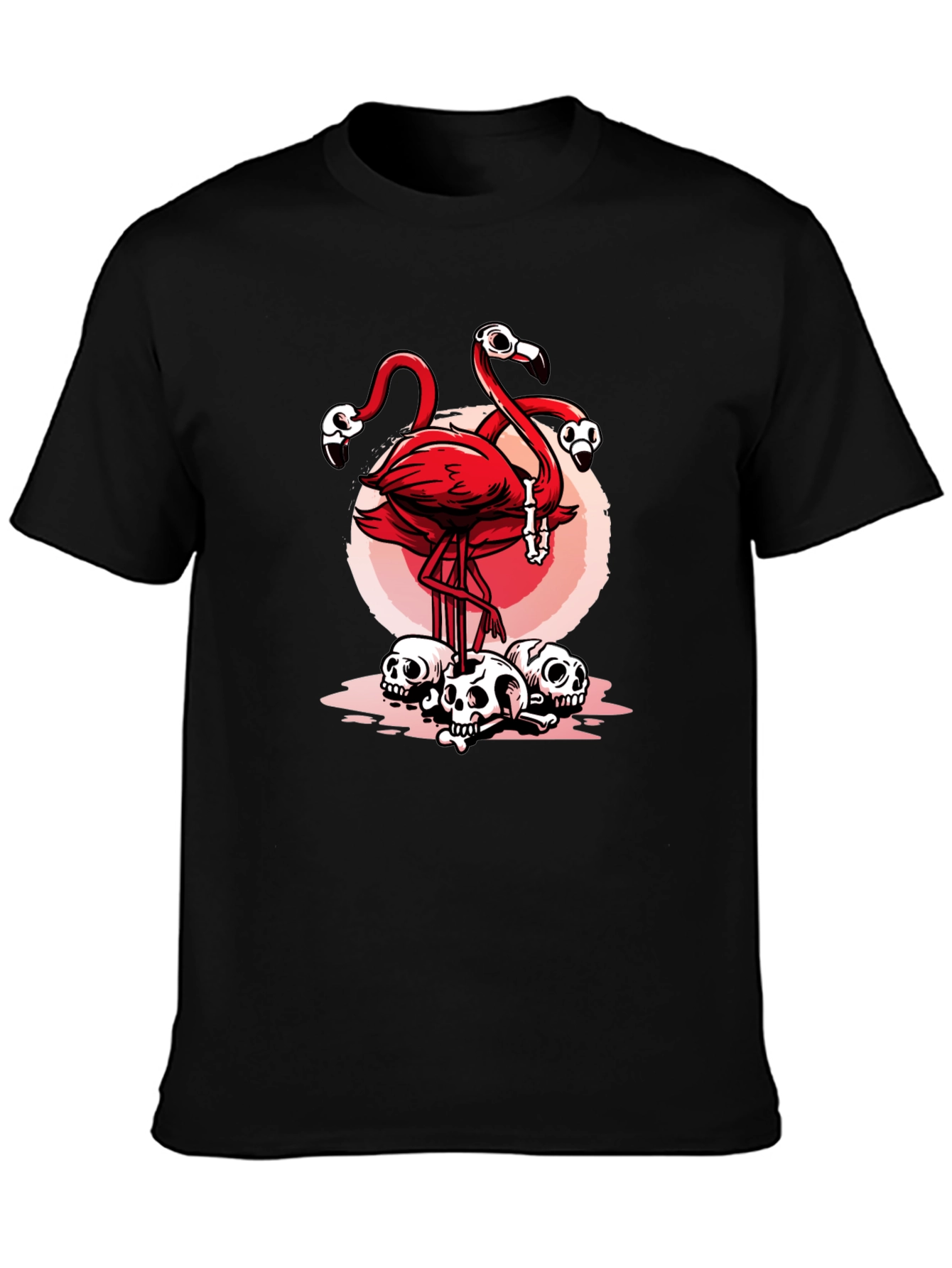 Flamingo Skulls Graphic T-Shirt - Unique Design