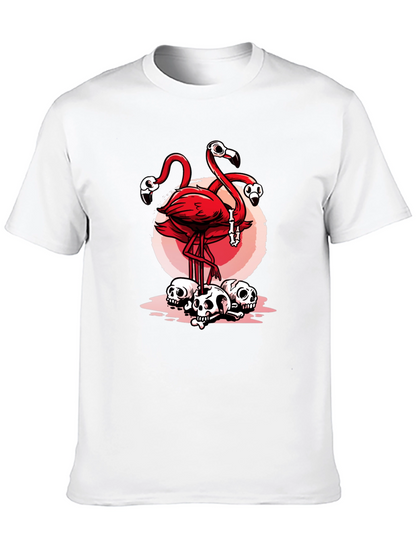 Flamingo Skulls Graphic T-Shirt - Unique Design