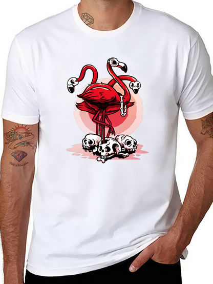 Flamingo Skulls Graphic T-Shirt - Unique Design
