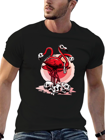 Flamingo Skulls Graphic T-Shirt - Unique Design