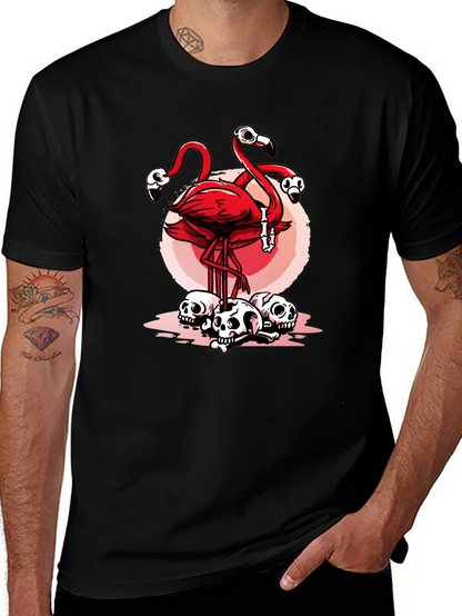Flamingo Skulls Graphic T-Shirt - Unique Design