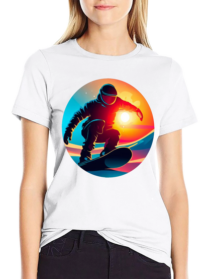 Cool Snowboarder Graphic Tee - Black Cotton Blend