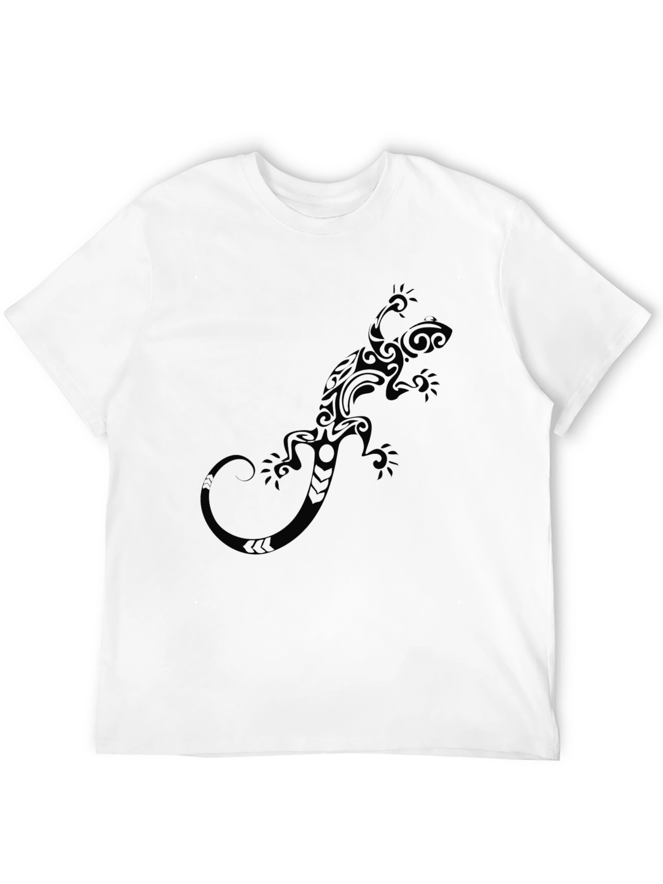 Tribal Lizard Graphic Mens Black T-Shirt