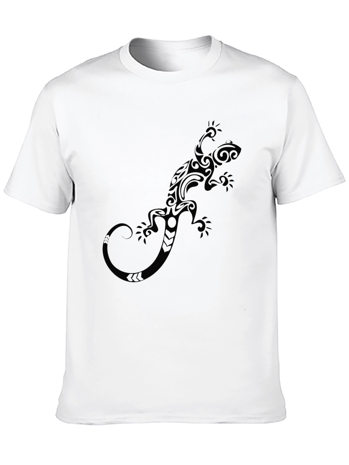 Tribal Lizard Graphic Mens Black T-Shirt