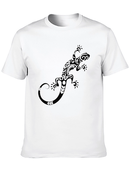 Tribal Lizard Graphic Mens Black T-Shirt
