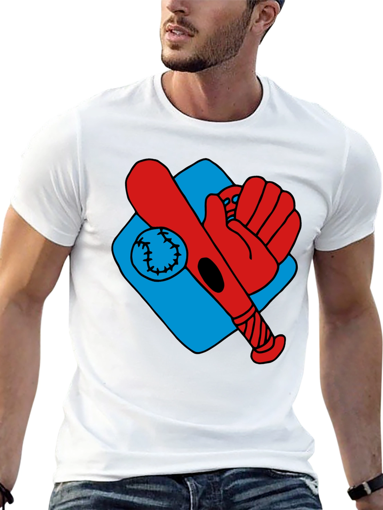 Baseball T-Shirt - Bat Glove Ball Graphic Tee