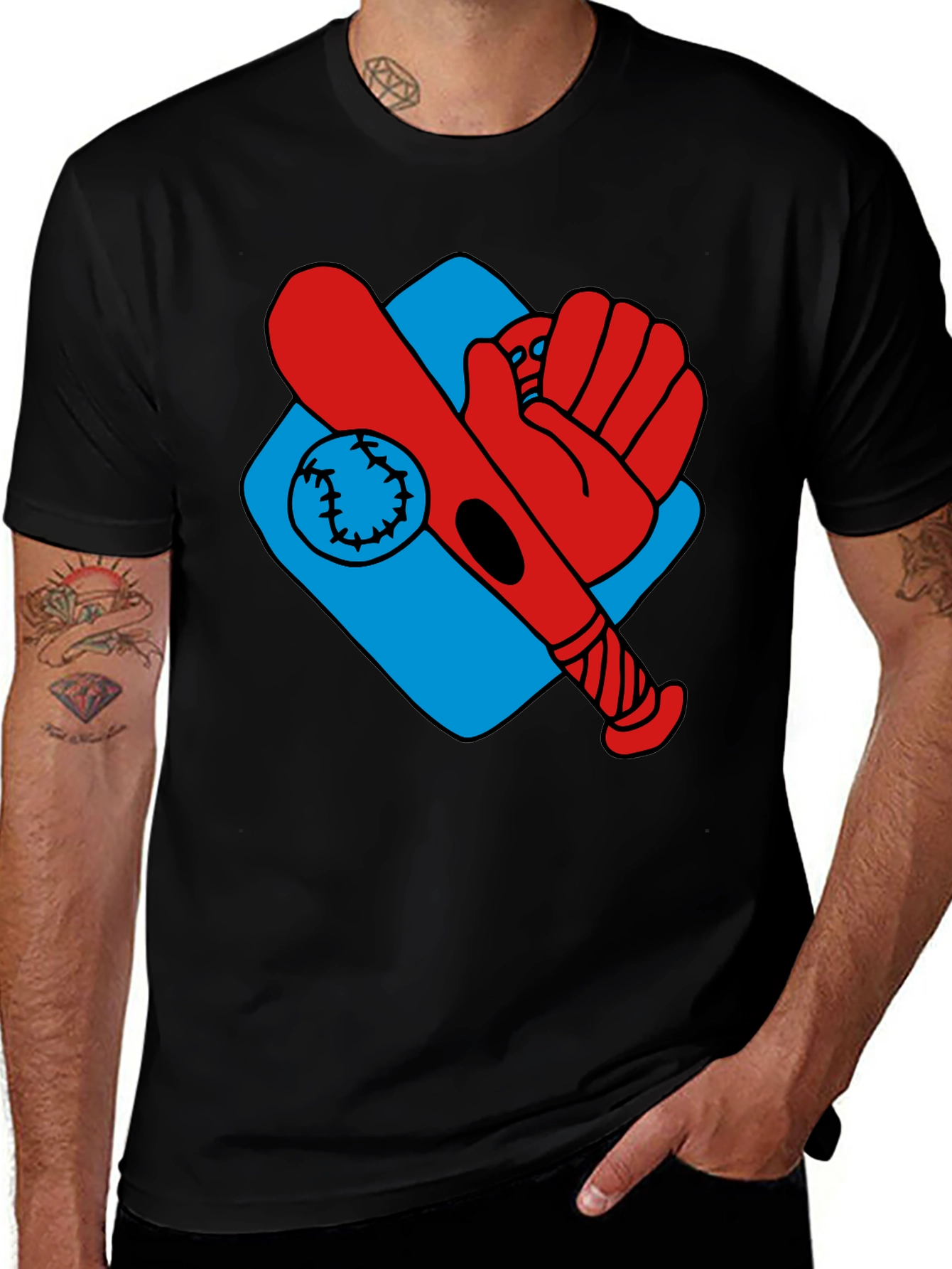 Baseball T-Shirt - Bat Glove Ball Graphic Tee