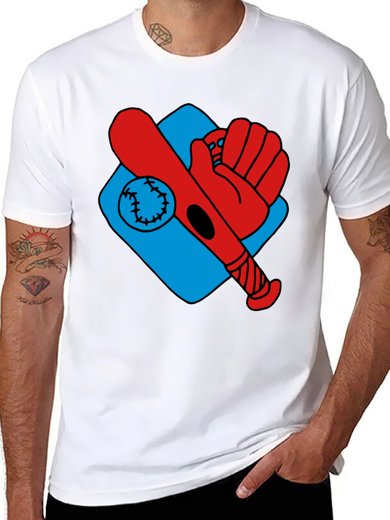 Baseball T-Shirt - Bat Glove Ball Graphic Tee