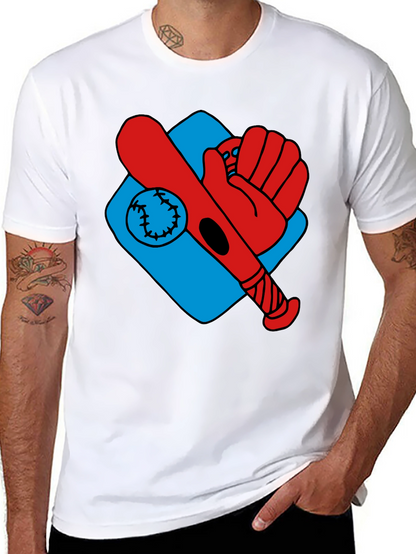 Baseball T-Shirt - Bat Glove Ball Graphic Tee