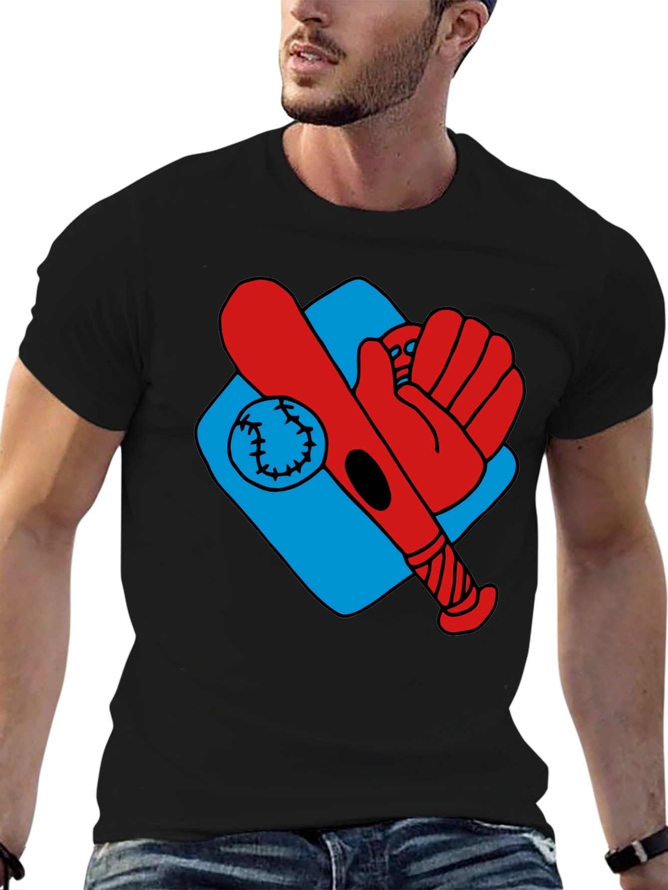 Baseball T-Shirt - Bat Glove Ball Graphic Tee