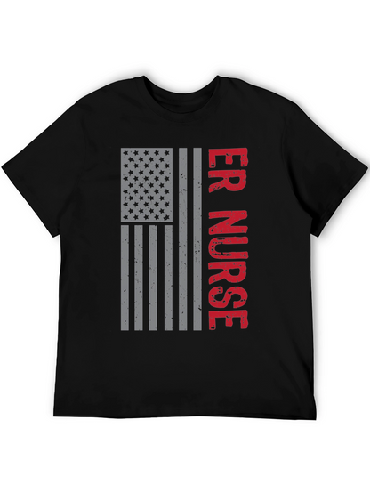 ER Nurse American Flag Graphic T-Shirt