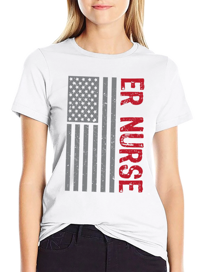 ER Nurse American Flag Graphic T-Shirt