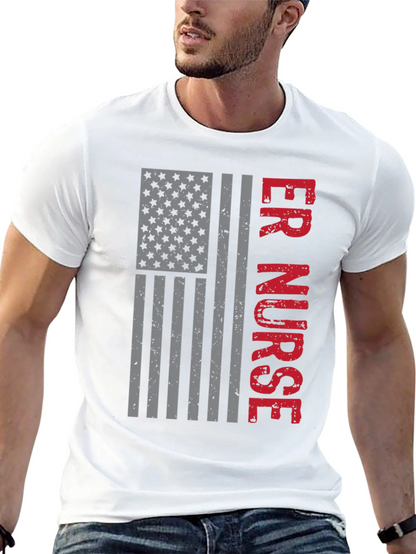 ER Nurse American Flag Graphic T-Shirt