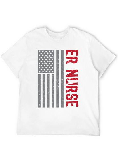 ER Nurse American Flag Graphic T-Shirt
