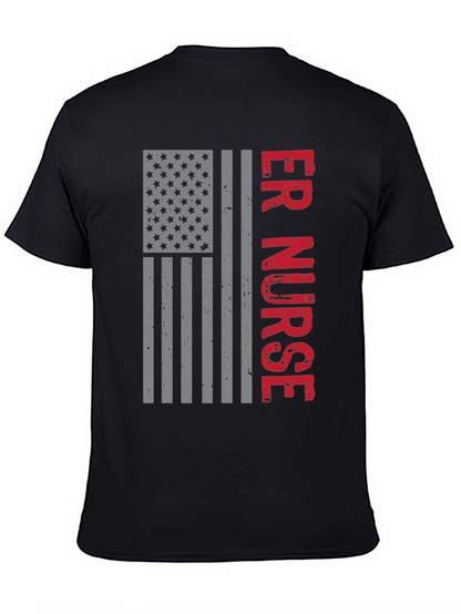 ER Nurse American Flag Graphic T-Shirt