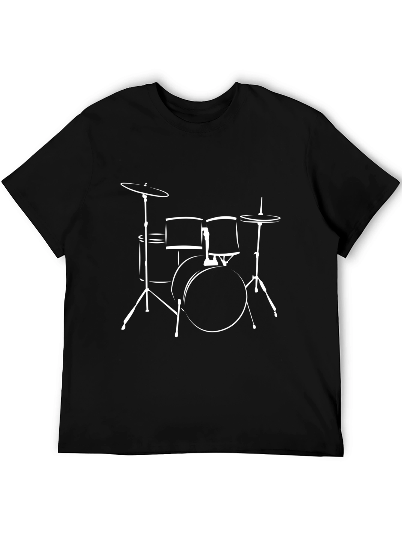Drum Kit Graphic Tee - Black Cotton T-Shirt